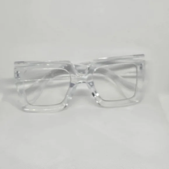 Oversized Clear Transparent Square Eyeglasses – Trendy Minimalist Frames - Picture 3 of 6